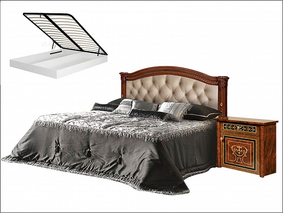 Кровать "Карина-3" 1,6 м. с 1-ой мягкой спинкой с подъемным механизмом Орех 