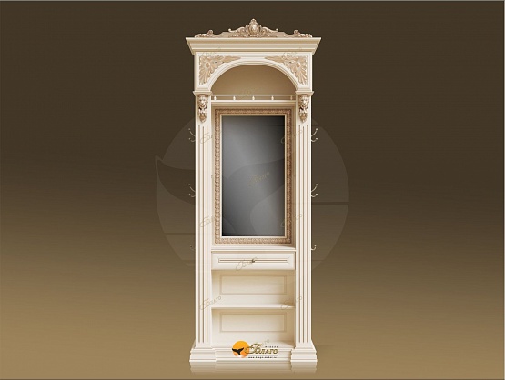 Вешалка-зеркало с аркой и ящиком Карамель (1) 