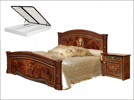 Кровать "Карина-3" 1,6 м. с 2-мя спинками шелкография с подъемным механизмом Орех 