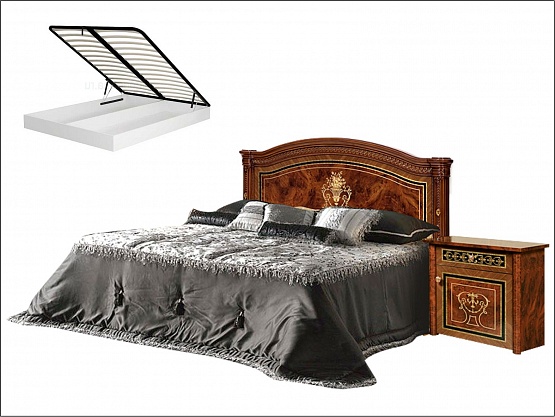 Кровать "Карина-3" 1,6 м. с 1-ой спинкой шелкография с подъемным механизмом Орех 