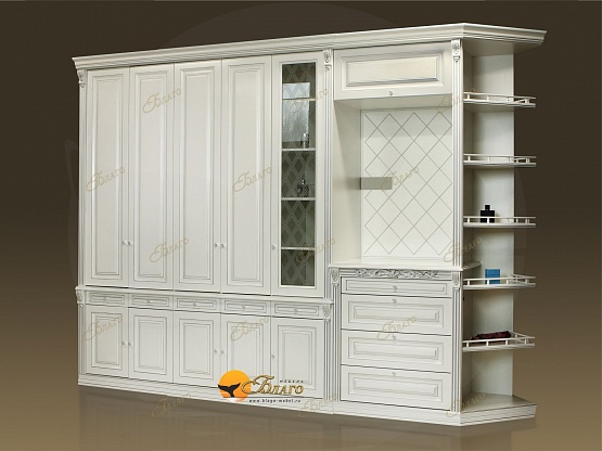 Комплект мебели для кабинета (спецзаказ) Белый/Патина серебро (2) 