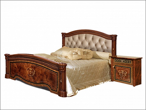 Кровать "Карина-3" 1,6 м. с 2-мя спинками, мягкий элемент Орех 